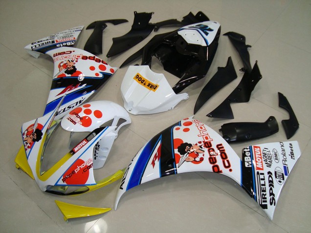 2012-2014 White Black Pepe Phone YZF R1 Motorcycle Fairings 2012-2014 White Black Pepe Phone YZF R1 Motorcycle Fairings